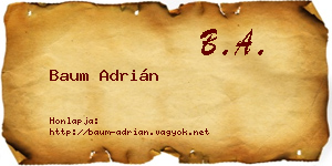 Baum Adrián névjegykártya